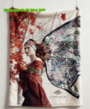 Hermès Paris Le Temps Avec Soi Autumn Scarf Flannel Throw Blanket IMG_5159